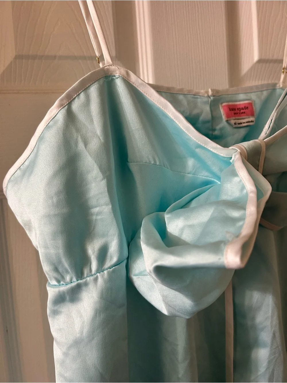 kate spade Light Blue Bow-Front Satin Chemise